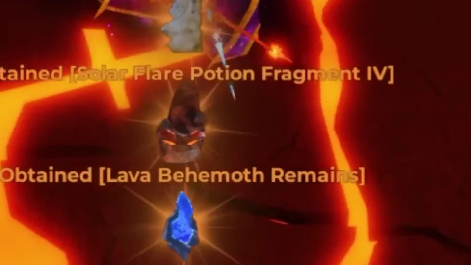 Wizard Alchemy Lava Behemoth Remains and Solar Flare fragment drops